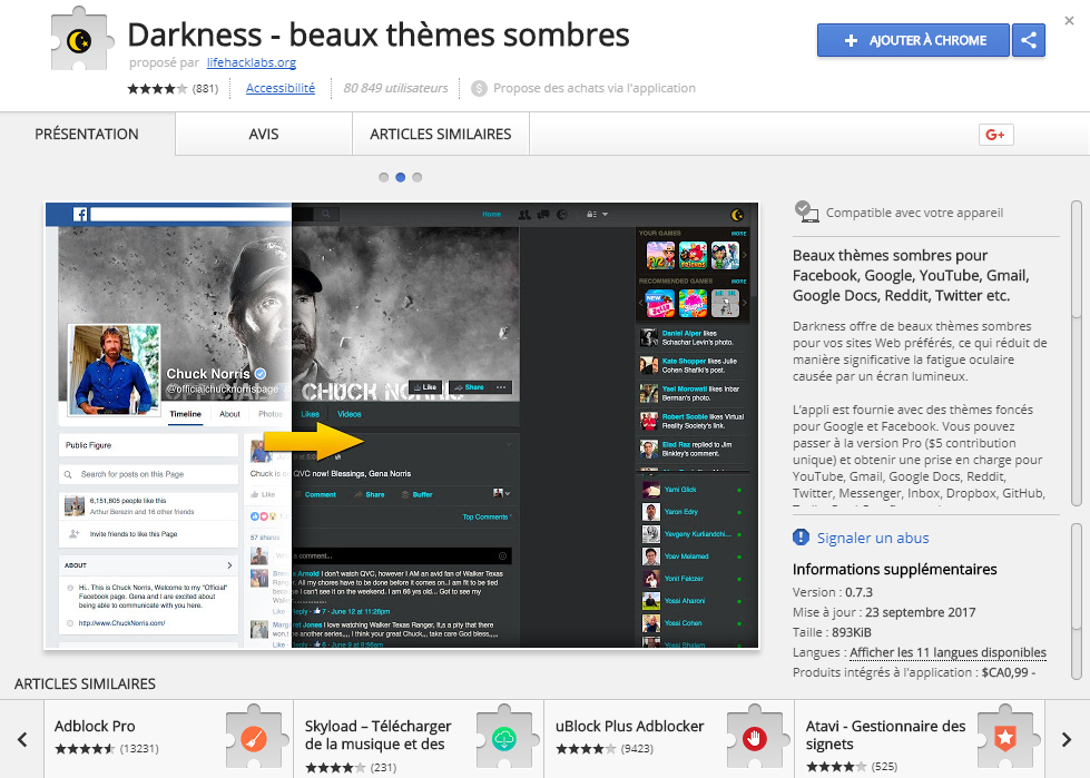 Un capture d'ecran de Google Chrome 