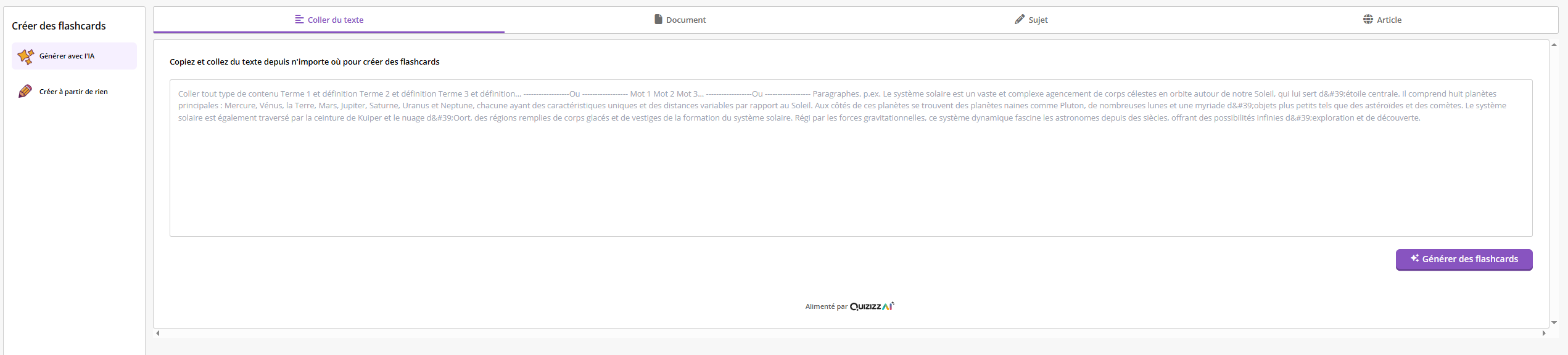 Une capture d'écran de l'application Quizizz
